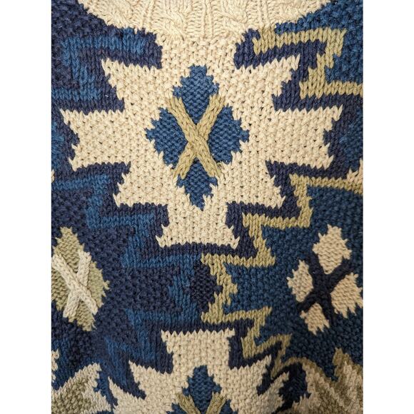 Vintage 90's Northern Isle Hand Knit Chunky Sweater Southwestern Aztec XL - Picture 7 of 8